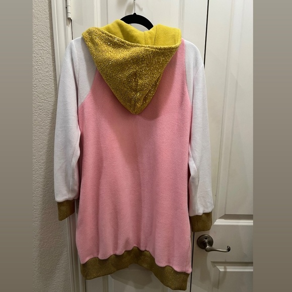 Tipsy Elves Zip up Sequin Hoodie Dress Rose Champagne Large Comfy Costume - Picture 3 of 8